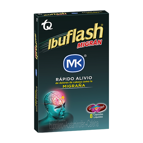 Caja de 8 cápsulas líquidas de Ibuflash Migran