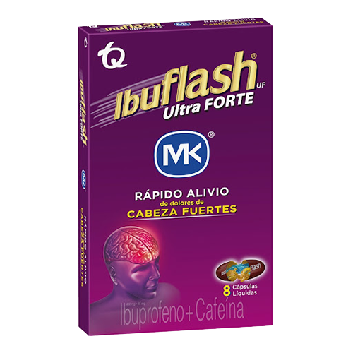 Caja de 8 cápsulas líquidas de Ibuflash Ultra Forte